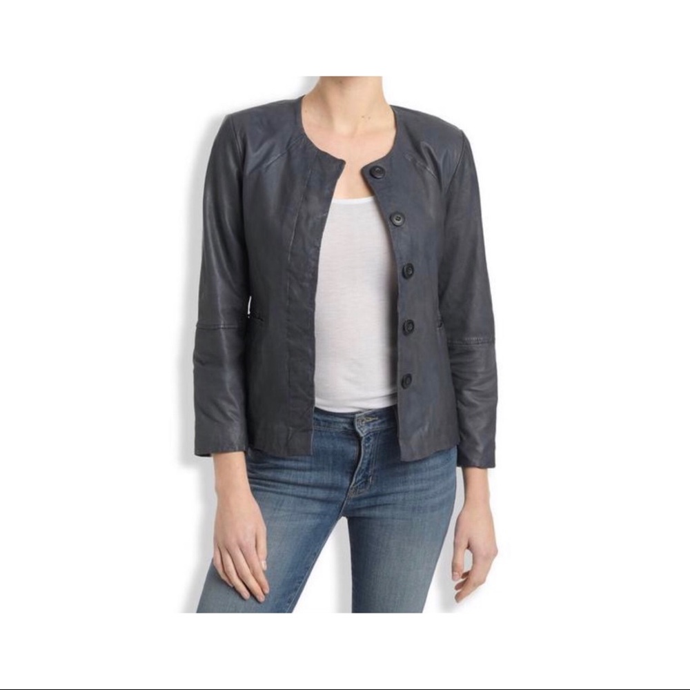 NWT LUCKY BRAND GREY LEATHER JACKET